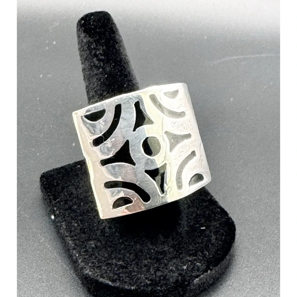 F. Speranza Mexico .925 Sterling Silver Modernist Shield Ring 19.25g Sz 6.5